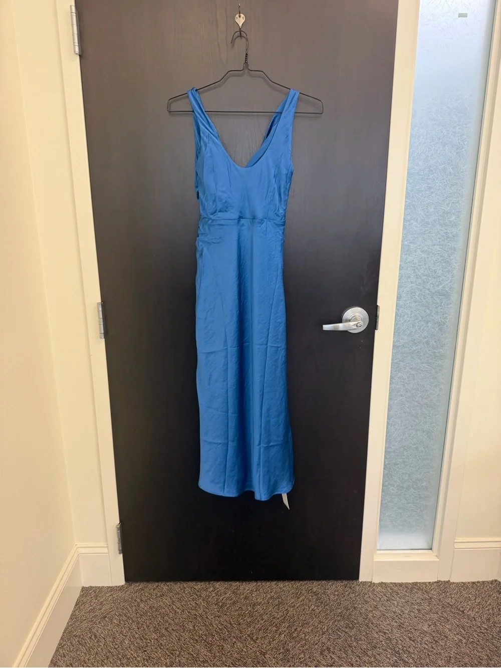 NWT Abercrombie & Fitch Blue Cowl Neck Maxi Dress with High Slit Size XS Petite